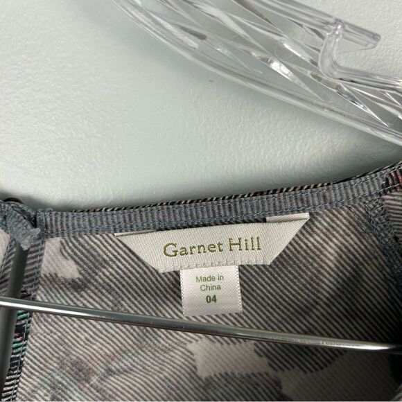 Garnet Hill Olivia A-Line 100% Silk Dress Floral Scoop Neck Short Sleeve Sz 04 - Picture 9 of 16